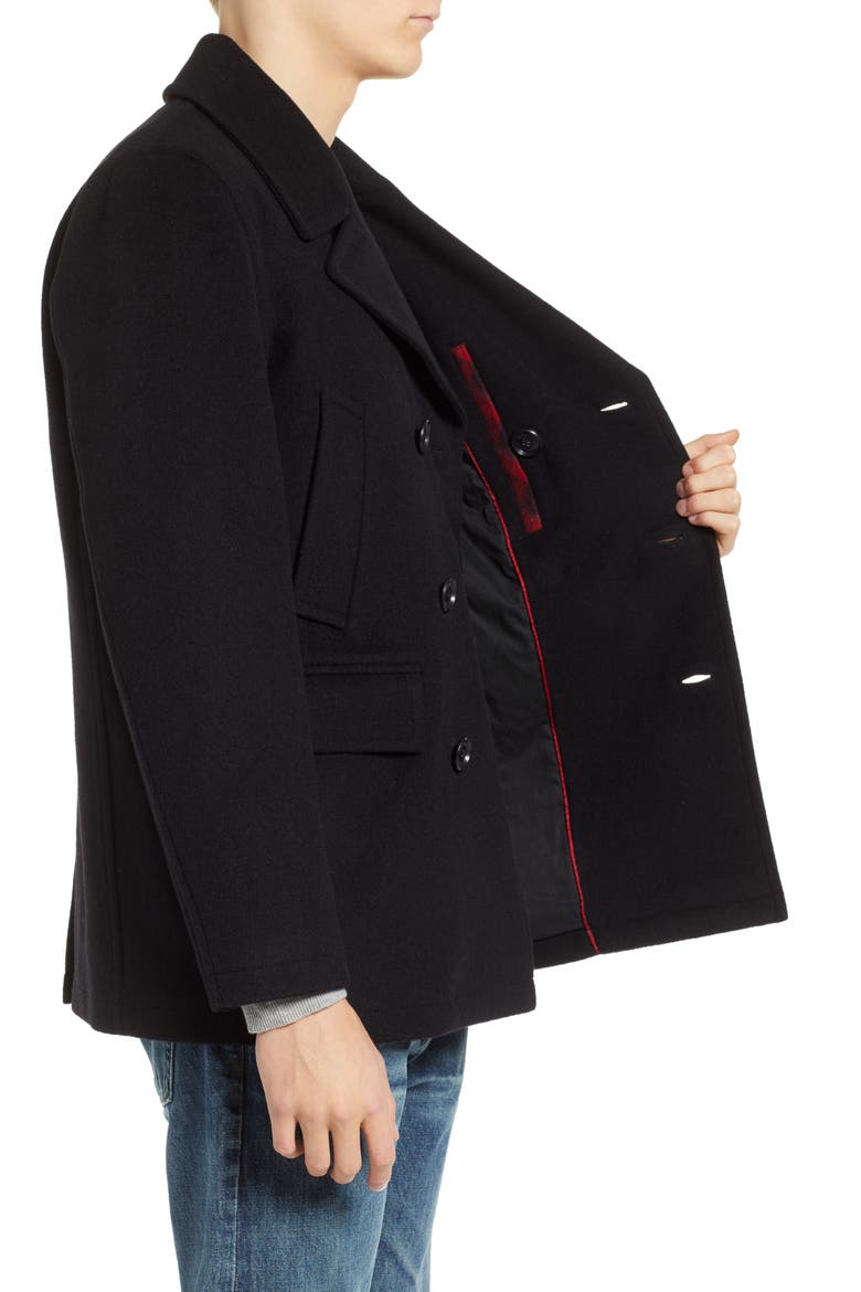 Maritime Wool Blend Peacoat, Alternate, color, BLACK
