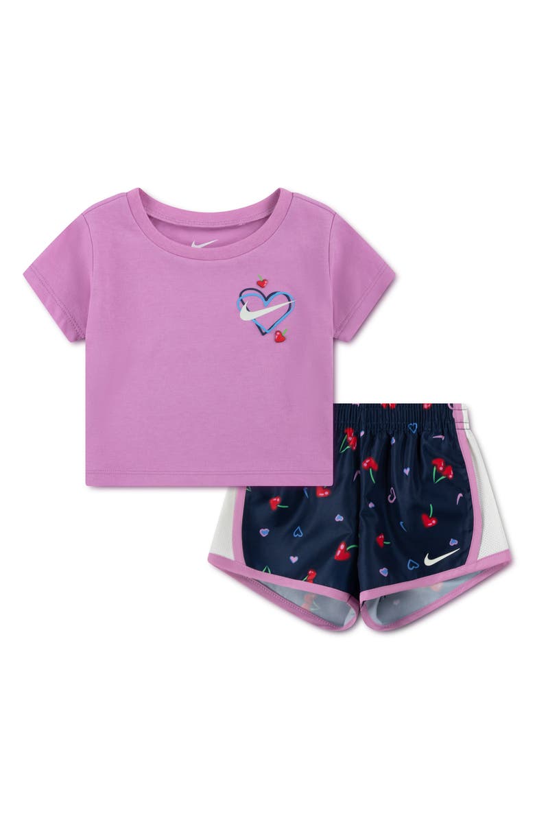 Nike Cherry Print T-Shirt & Dri-FIT Shorts Set, Main, color, U90 Midnight Navy