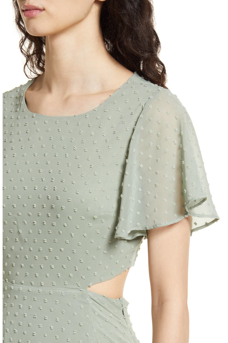 Deep in My Heart Swiss Dot Cutout Dress, Alternate, color, SAGE