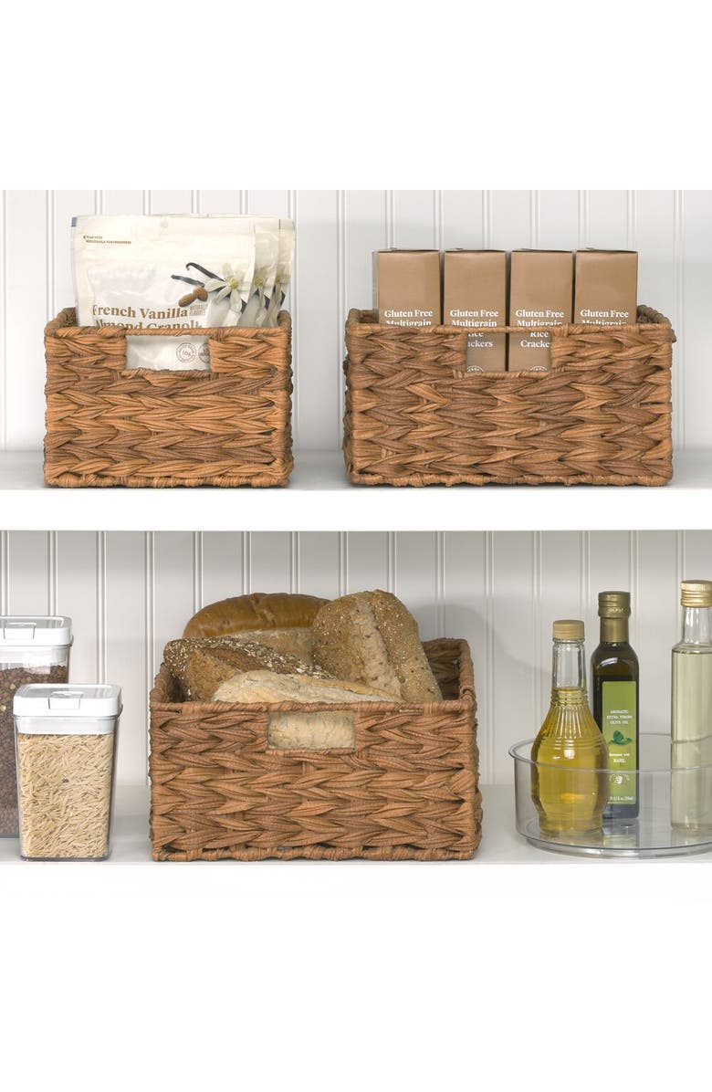mDesign Woven Farmhouse Pantry Food Storage Bin Basket Box, 6 Pack, Alternate, color, Camel