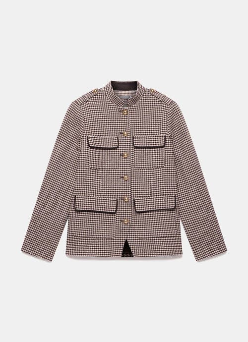 Mint Velvet Checked Military Jacket In Brown