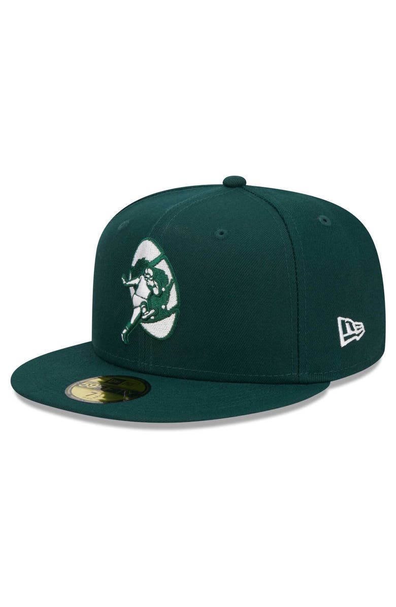 New Era Men's New Era Green Green Bay Packers Throwback Main 59FIFTY Fitted Hat, Alternate, color,