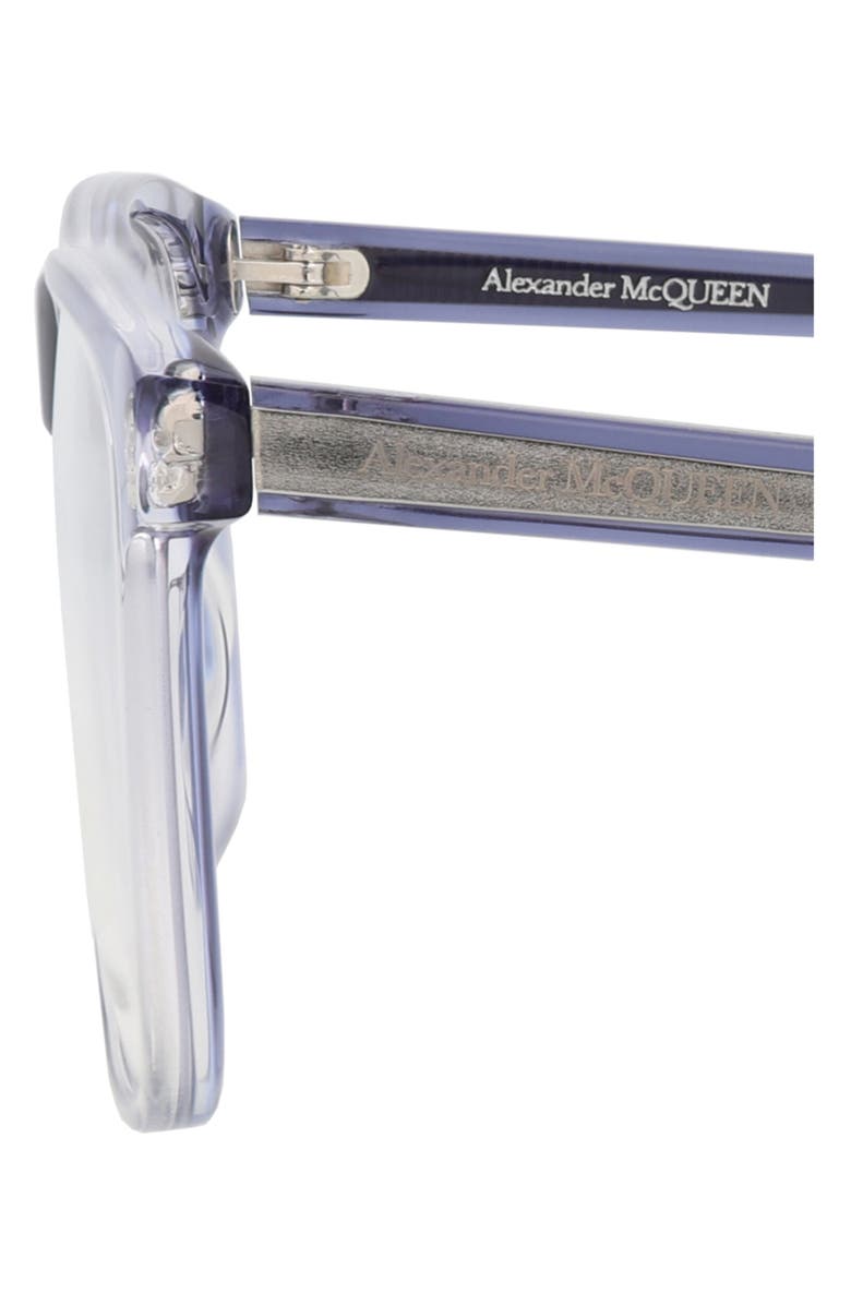 McQueen 56mm Square Sunglasses, Alternate, color, Blue Blue Transparent