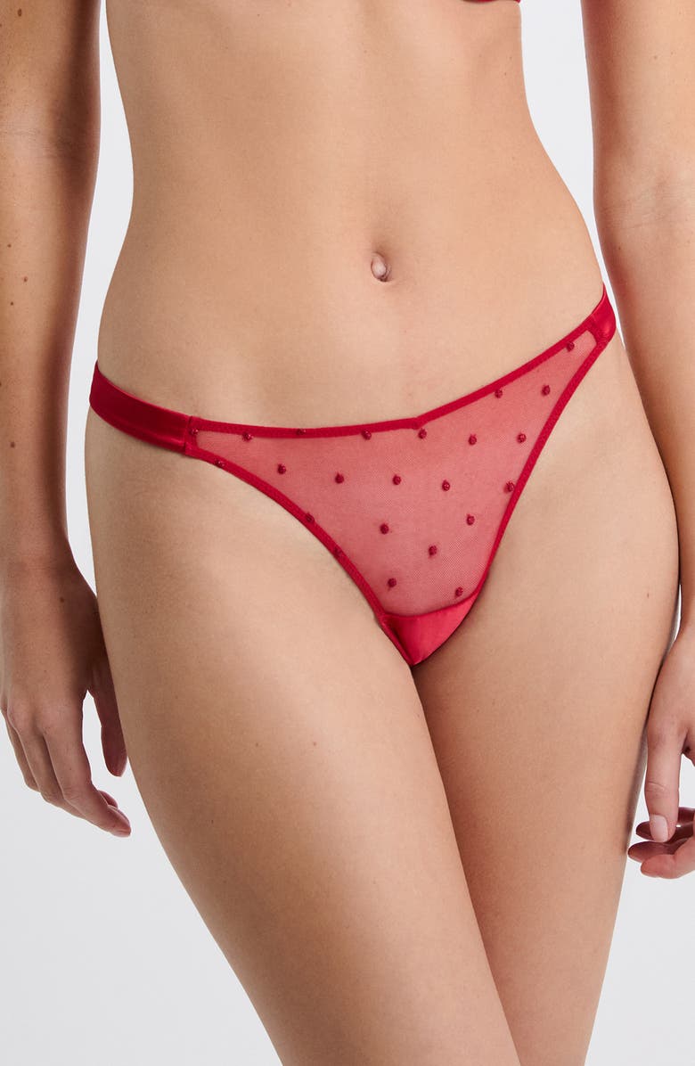 Etam Divine Brazilian Cut Thong, Main, color, Red