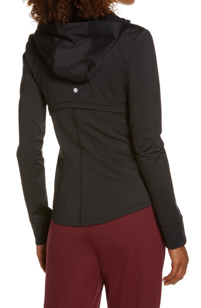 Zella Women's Run In Cozy Tech Water Resistant Zip Hooded Jacket, Alternate, color,