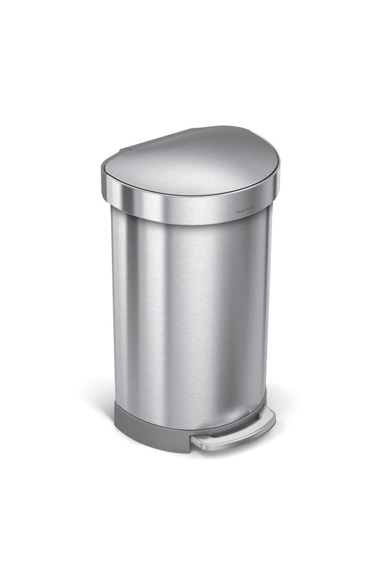 45L semi-round step can, Main, color, BRUSHED