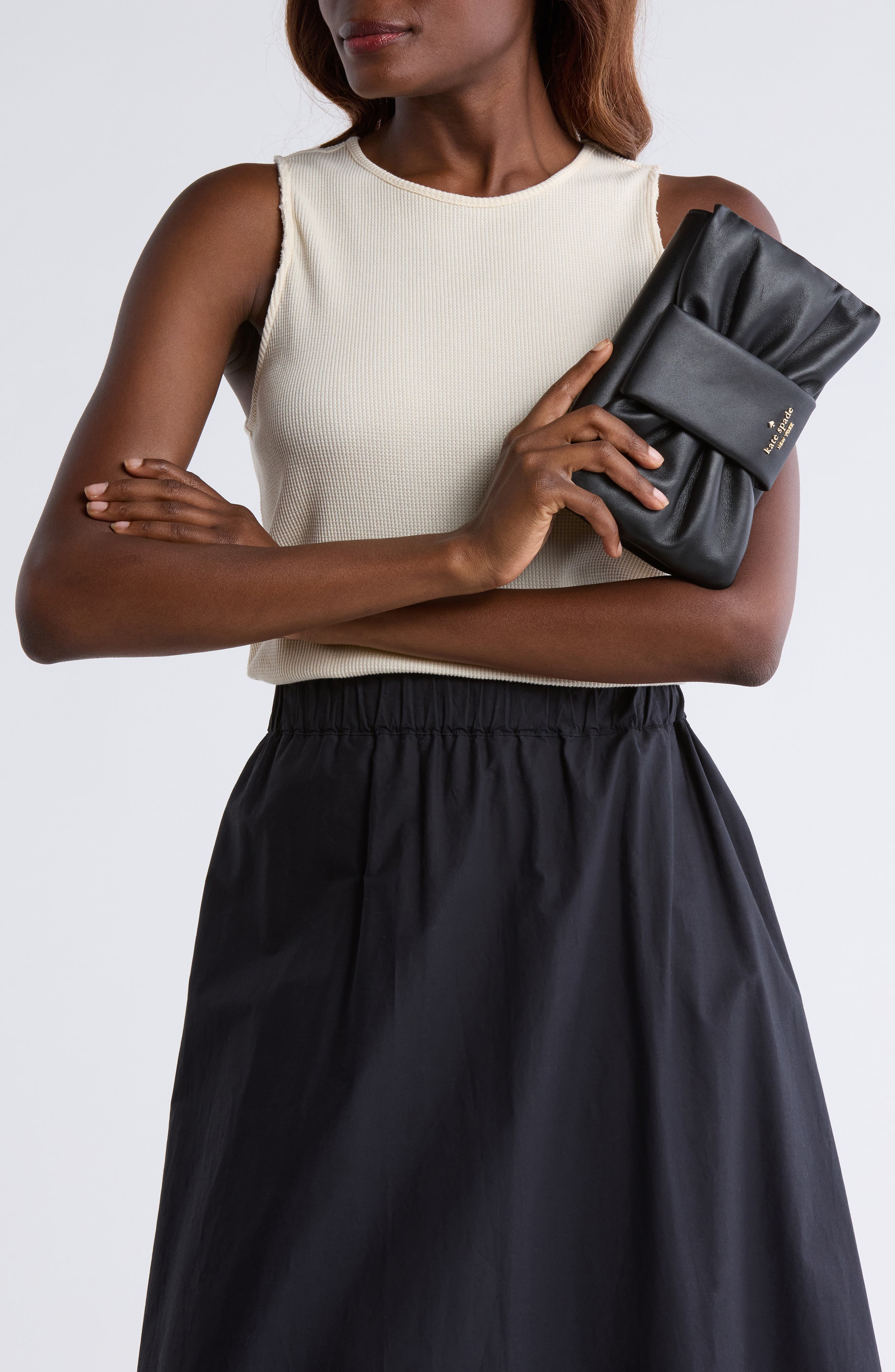 Kate Spade New York bow flap crossbody bag, Alternate, color, Black