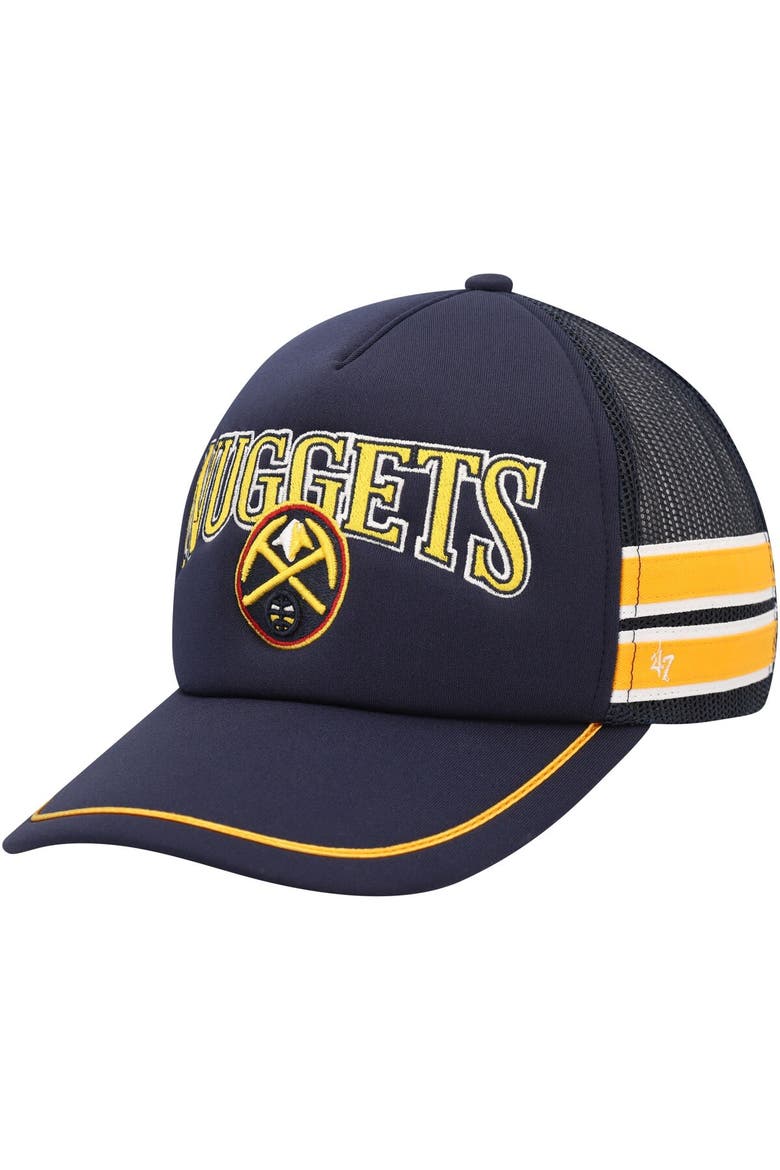 Men's '47 Navy Denver Nuggets Sidebrand Stripes Trucker Adjustable Hat, Main, color, Navy
