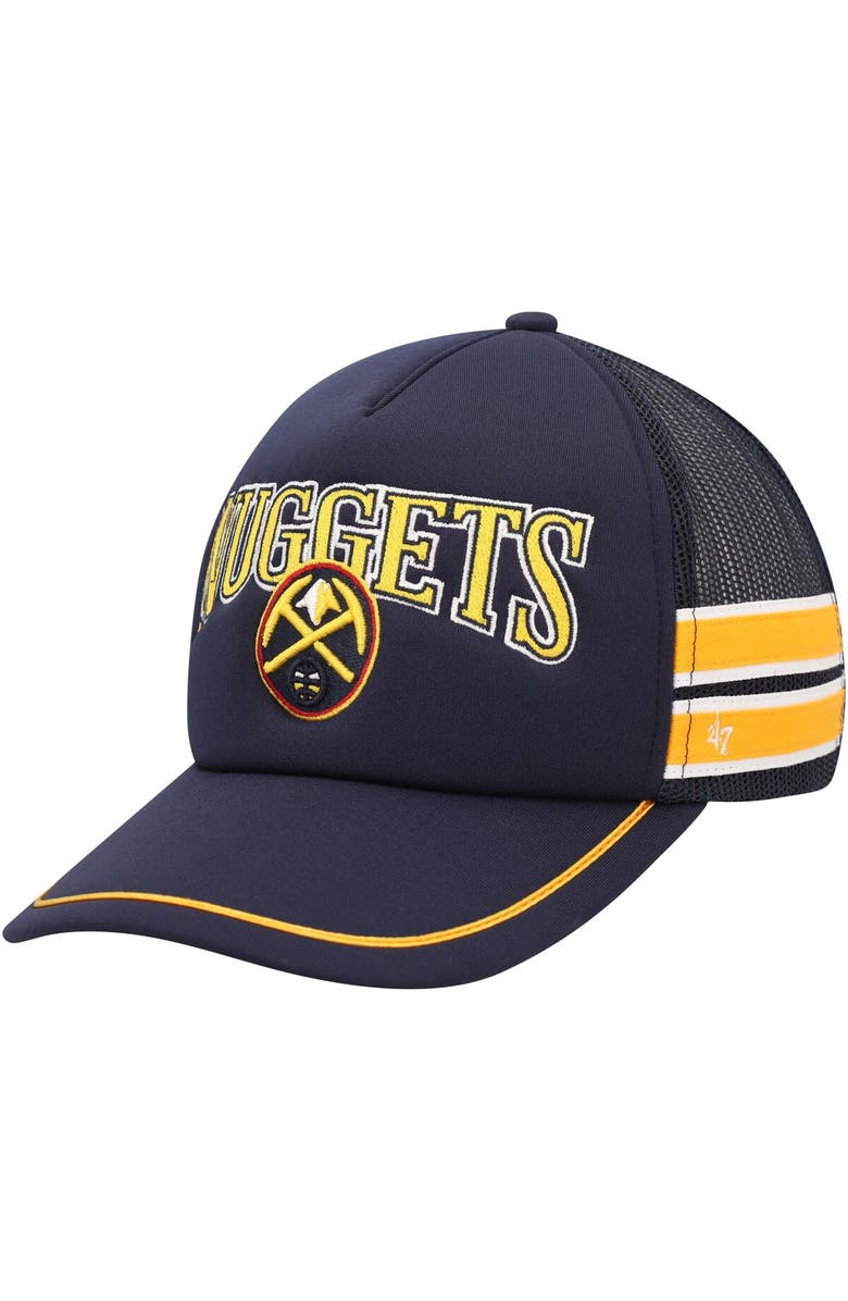 '47 Men's '47 Navy Denver Nuggets Sidebrand Stripes Trucker Adjustable Hat, Main, color, Navy
