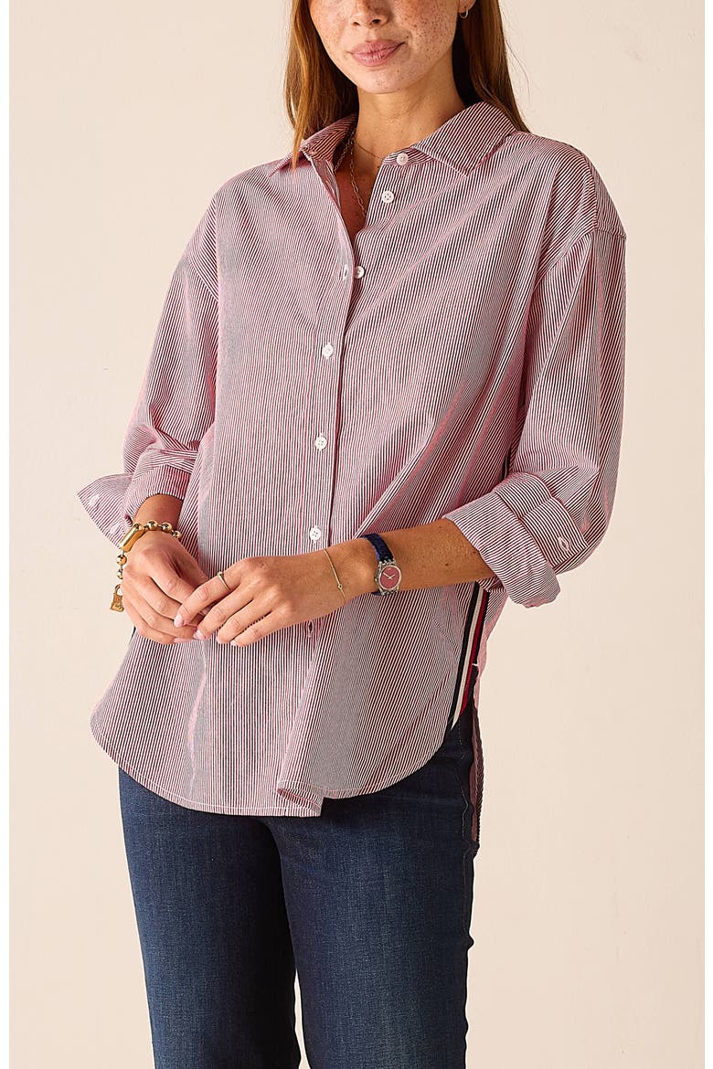 Francie Collar Top, Alternate, color, Cardinal Pinstripe