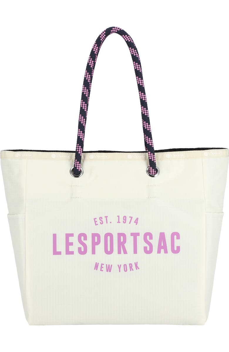 LeSportsac Medium Reversible Ripstop Tote, Main, color, Sandbar/ Deep Sea Logo