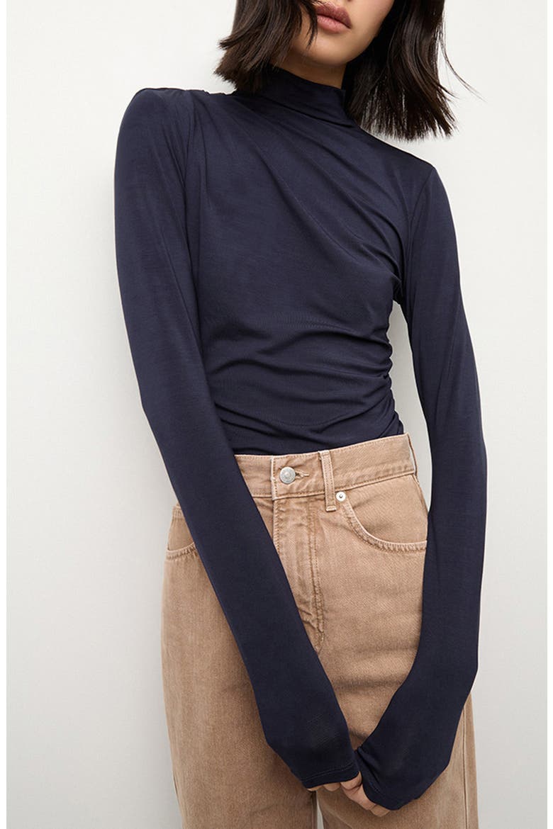 Mylie Mock Neck Long Sleeve Top, Main, color, NAVY
