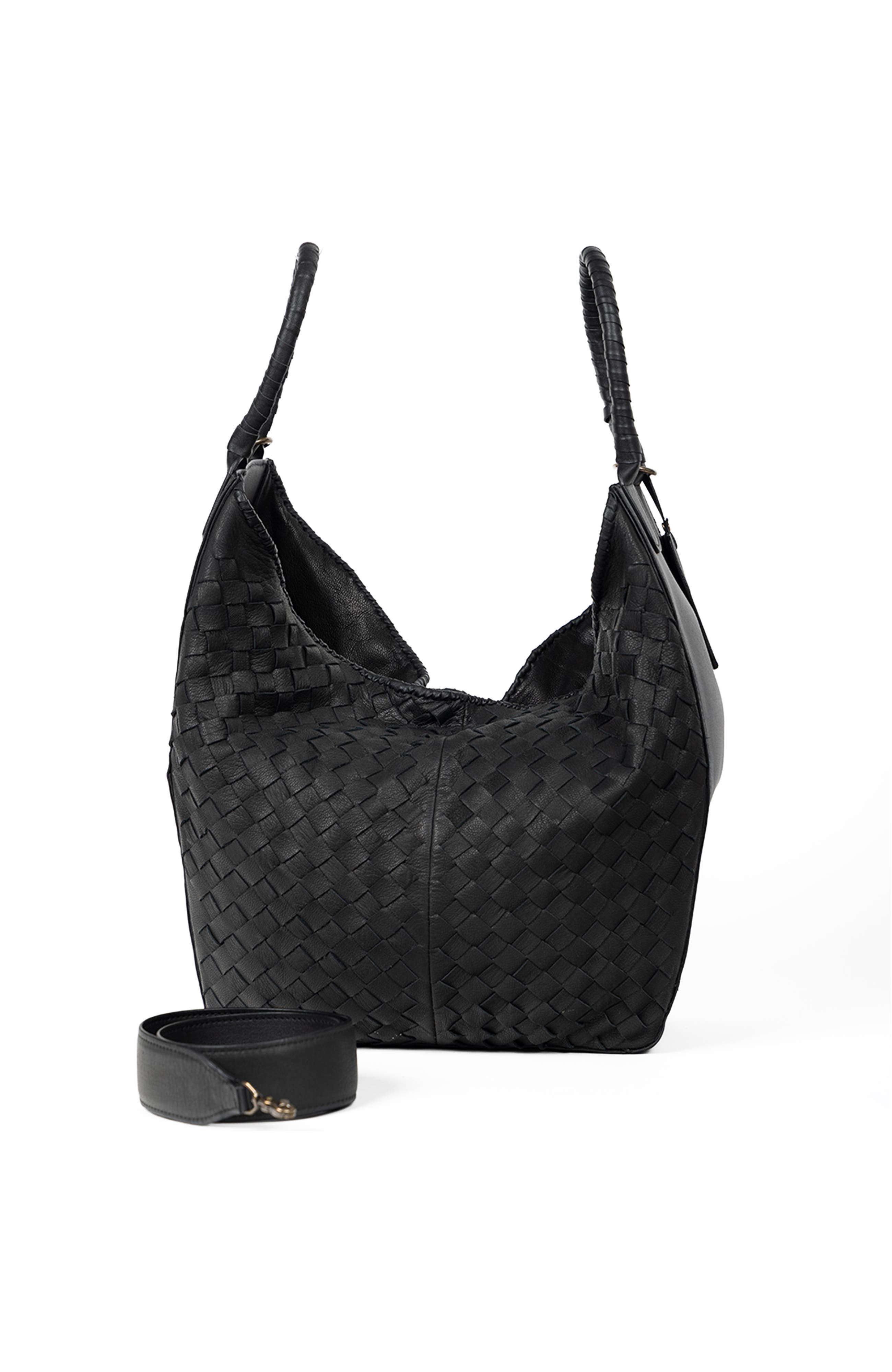 Deux Mains All Day Leather Tote, Alternate, color, Black