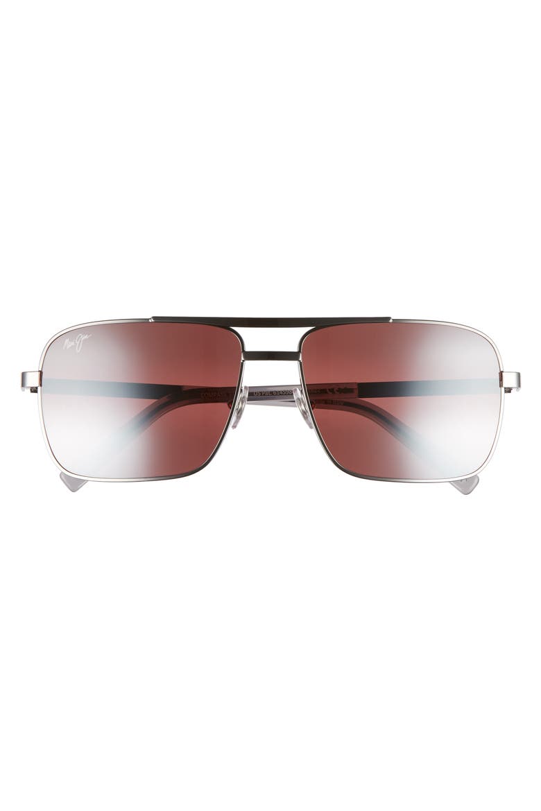 Compass 60mm Polarized Aviator Sunglasses, Alternate, color, GUNMETAL/ MAUI ROSE