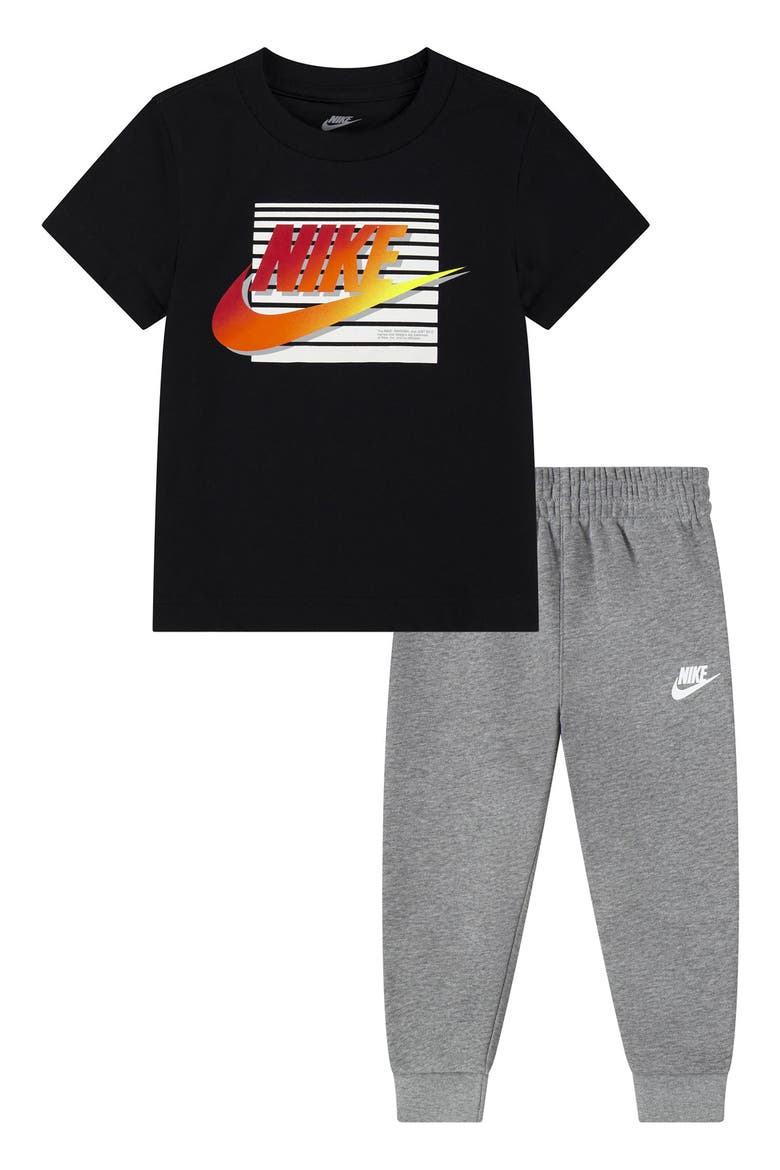 Kids' Futura Block Short Sleeve Shirt & Joggers Set, Main, color, DARK GREY HEATHER