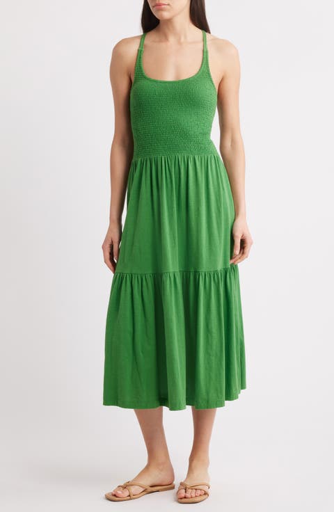 Penelope Smocked Tiered Pima Cotton Midi Sundress