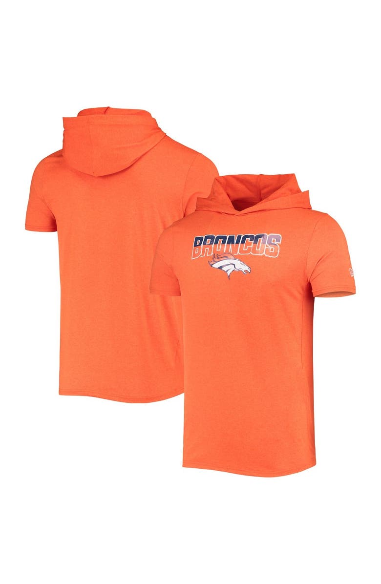 New Era Men's New Era Heathered Orange Denver Broncos Team Brushed Hoodie T-Shirt, Main, color,