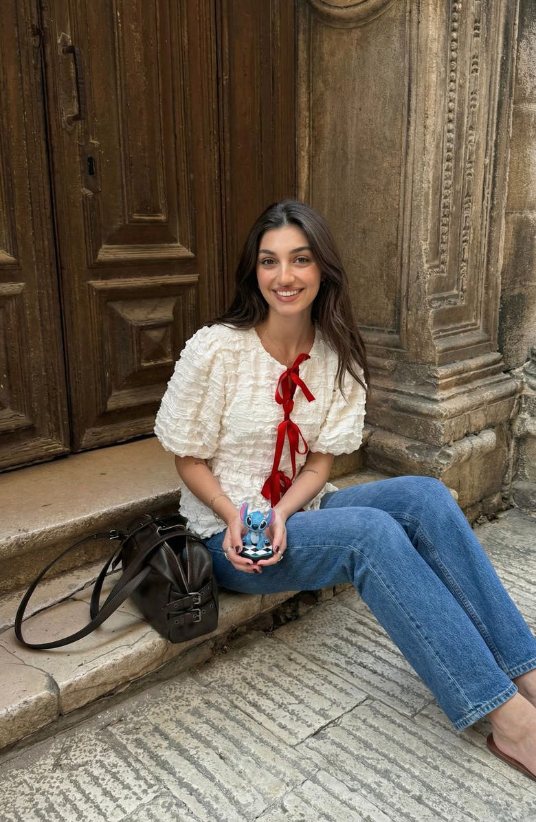 Modenaire Textured Puff Sleeve Peplum Blouse, Alternate, color, Off-White / Cream