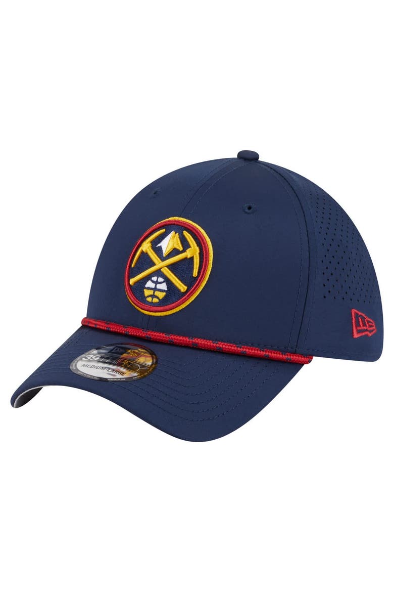 Men's New Era Navy Denver Nuggets Featherweight Poly Rope Flex 39Thirty Hat, Main, color, Navy