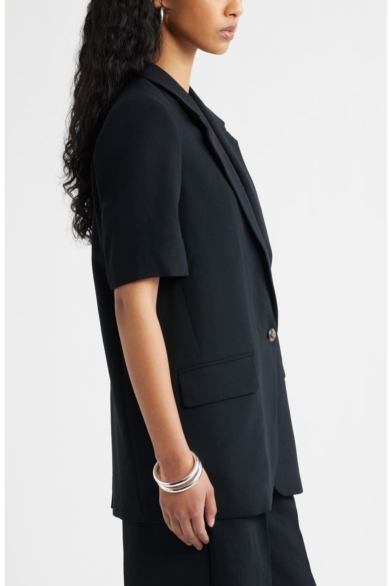 Curator Crepe Short Sleeve Blazer, Alternate, color, BLACK