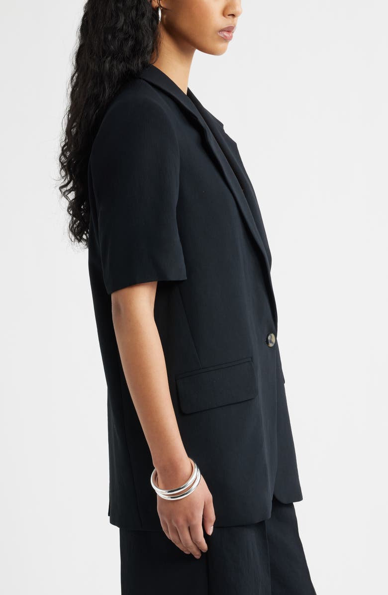Open Edit Curator Short Sleeve Blazer, Alternate, color, Black