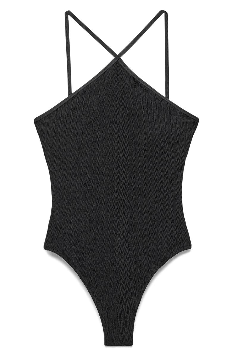 MANGO Textured One-Piece Swimsuit, Alternate, color, 