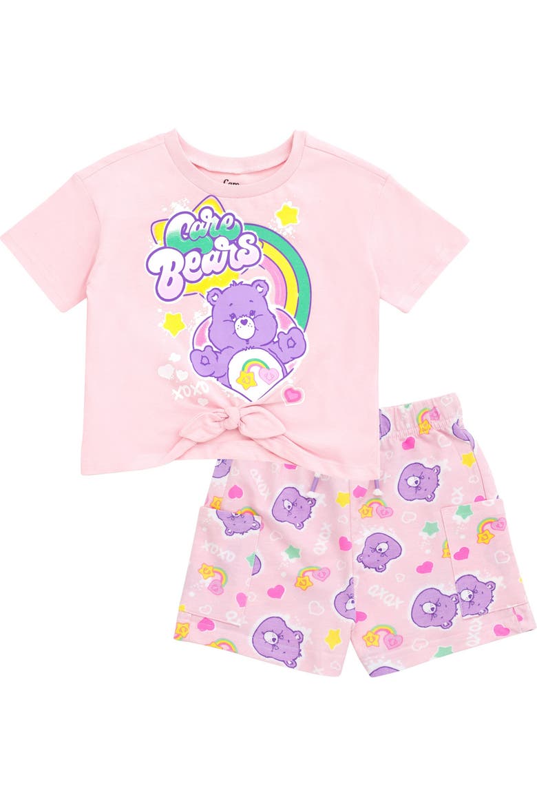 Best Friend Bear T-Shirt and French Terry Shorts Set, Main, color, Care Bears Pink