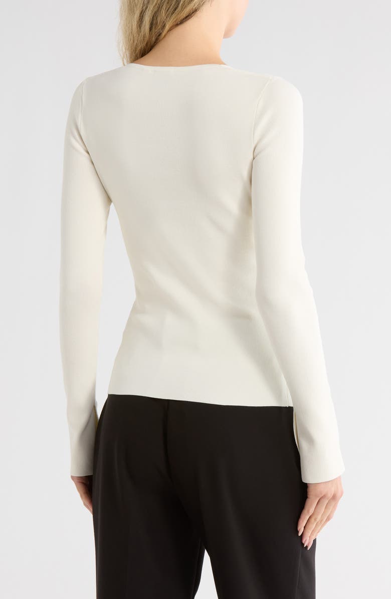 BOSS Fritzie Flare Cuff V-Neck Sweater, Alternate, color, Open Wht