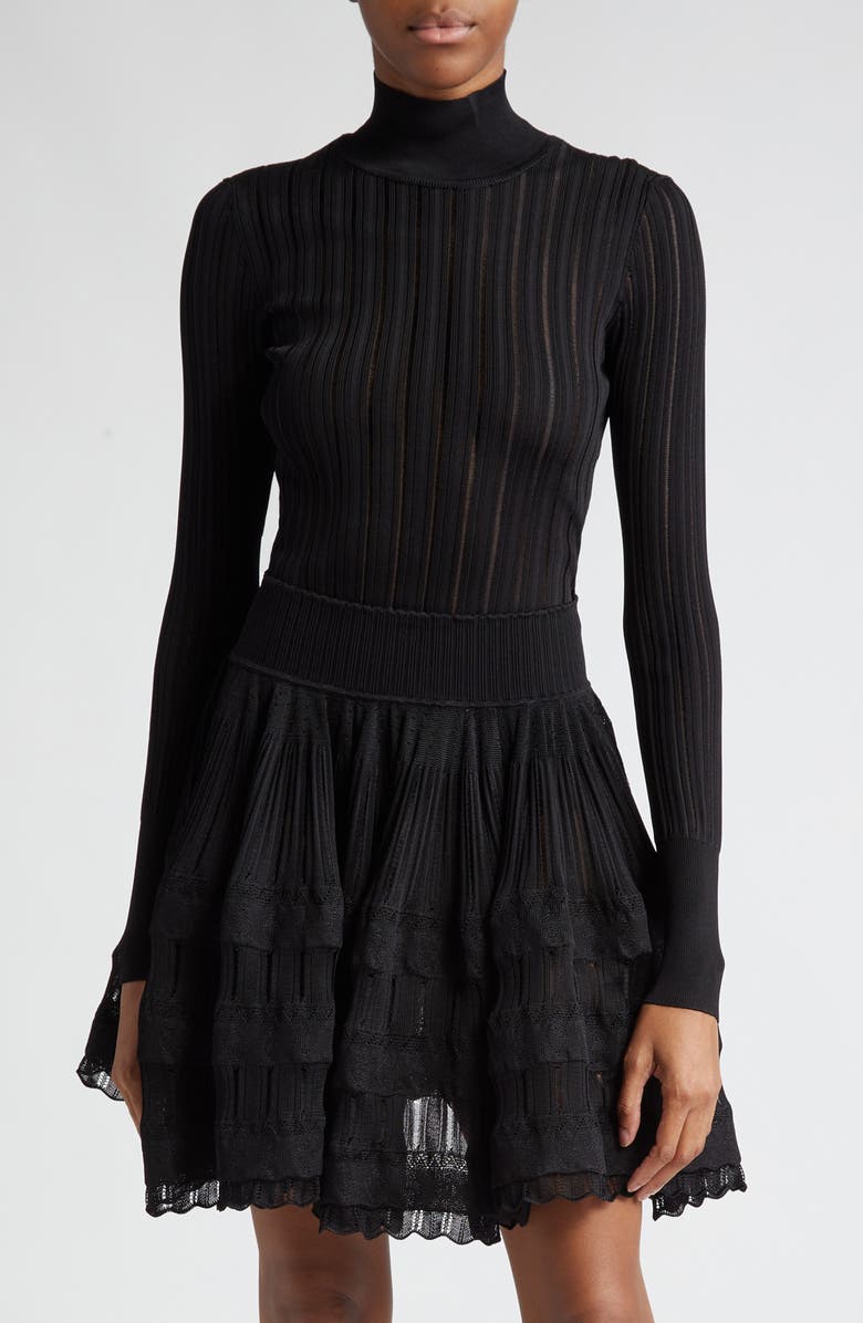 Alaïa Crinoline Rib Mock Neck Sweater, Main, color,