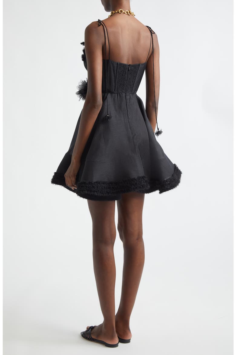 Kindred Spirit Luna Ruffle Linen & Silk Minidress, Alternate, color, BLACK