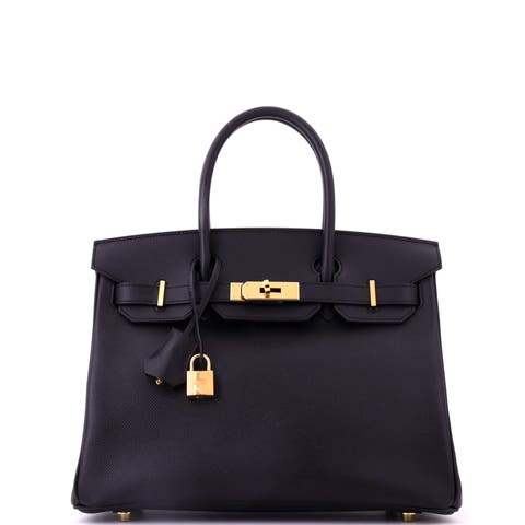 Birkin Handbag Black Epsom with Gold Hardware 30
