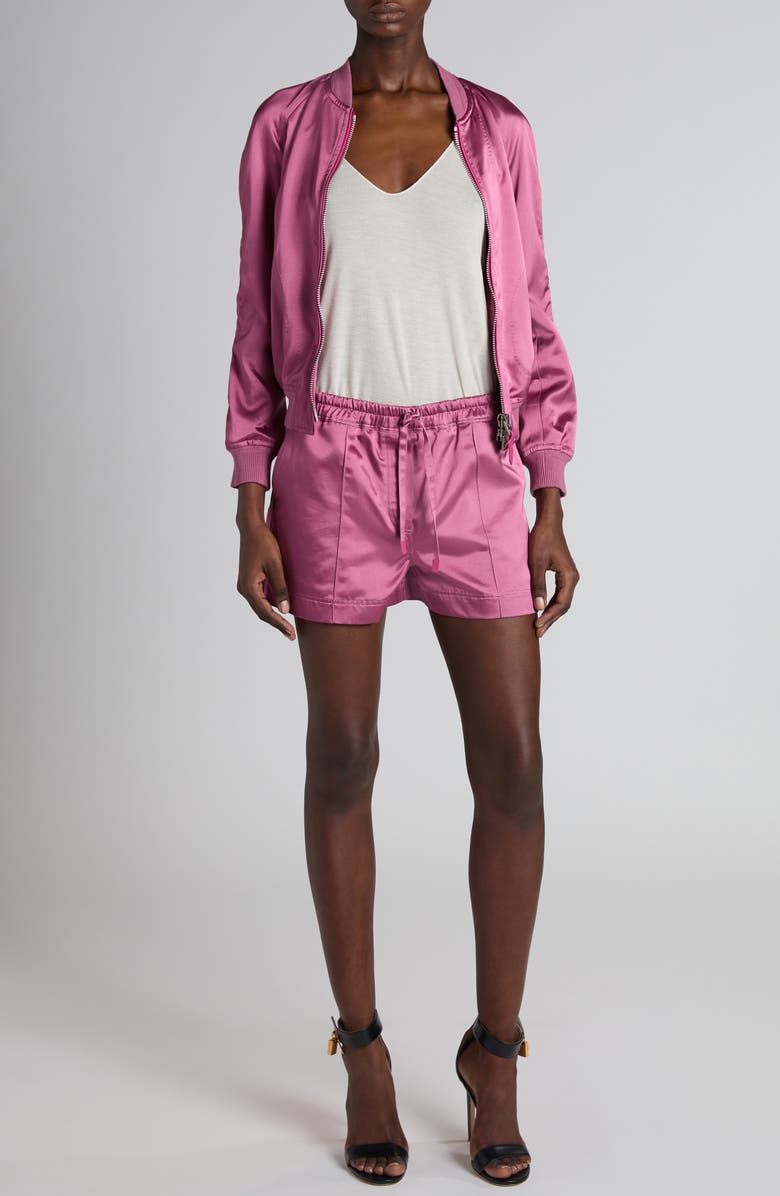 TOM FORD Satin Bomber Jacket, Alternate, color, Fuchsia Rose