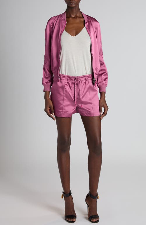 Tom Ford Shiny Rayon Satin Pajama Shorts In Fuchsia Rose