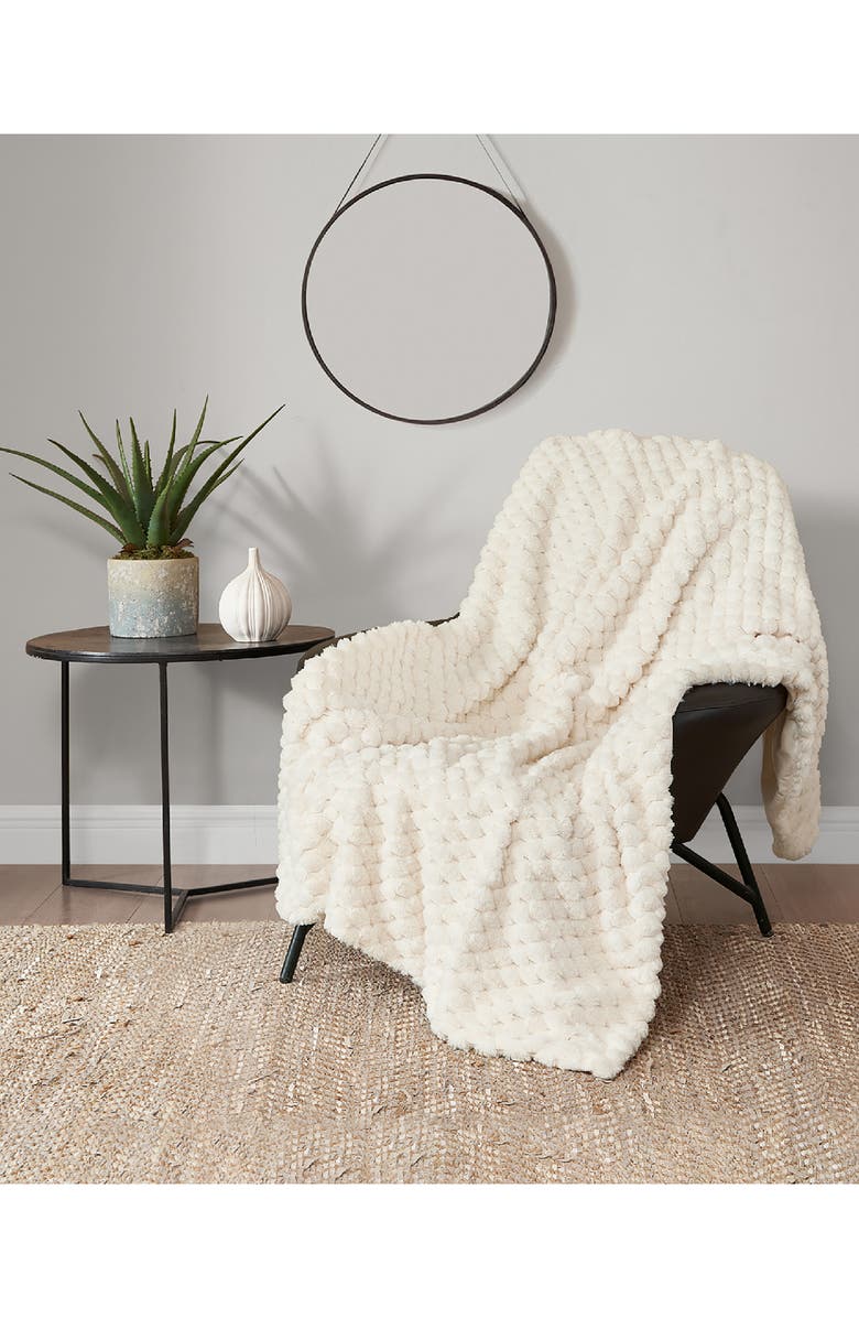 Lucky Brand Textured Faux Fur Throw Blanket, Alternate, color, 