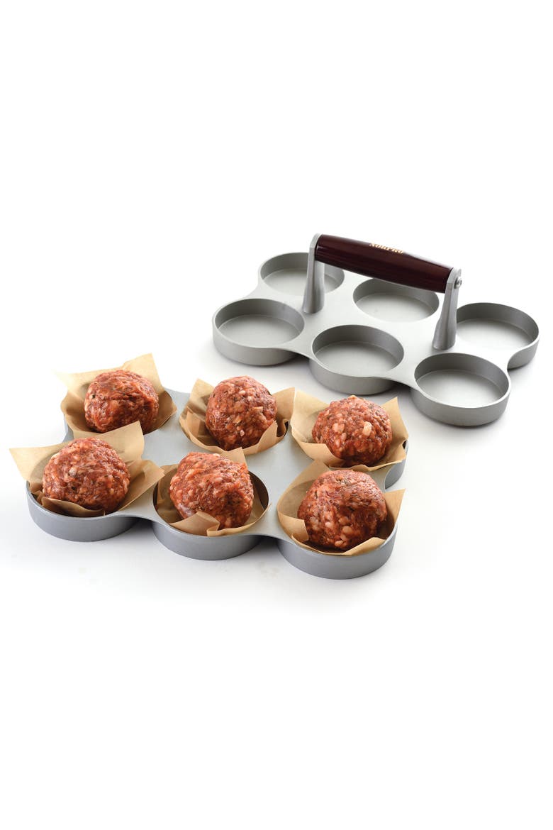 Nonstick Cast Aluminum Mini Burger Press, Makes 6 Sliders, Alternate, color, Silver