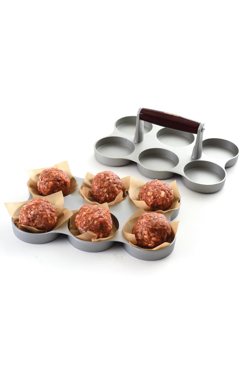 Norpro Nonstick Cast Aluminum Mini Burger Press, Makes 6 Sliders, Alternate, color, Silver