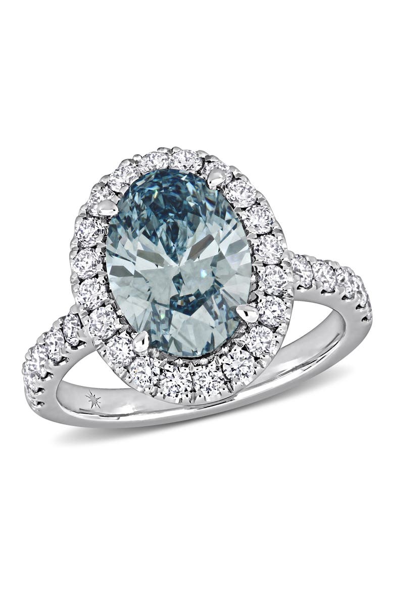 Julianna B. Blue & White Lab-Grown Diamond Halo Ring 14k, Main, color, White Gold