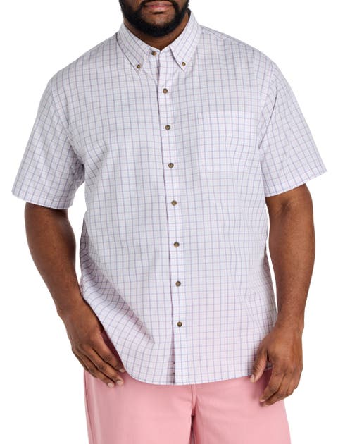 Big & Tall Easy-Care Small Plaid Sport Shirt V3