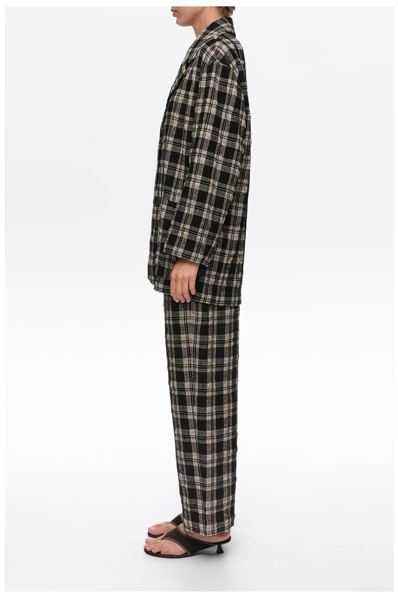 Checked Barrel-Leg Trousers, Alternate, color, BLACK