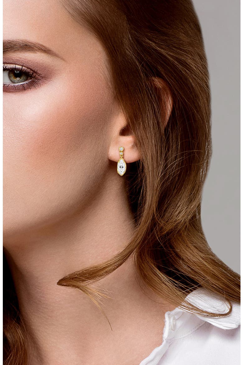 Marquise Created Moissanite Drop Earrings, Alternate, color, GOLD