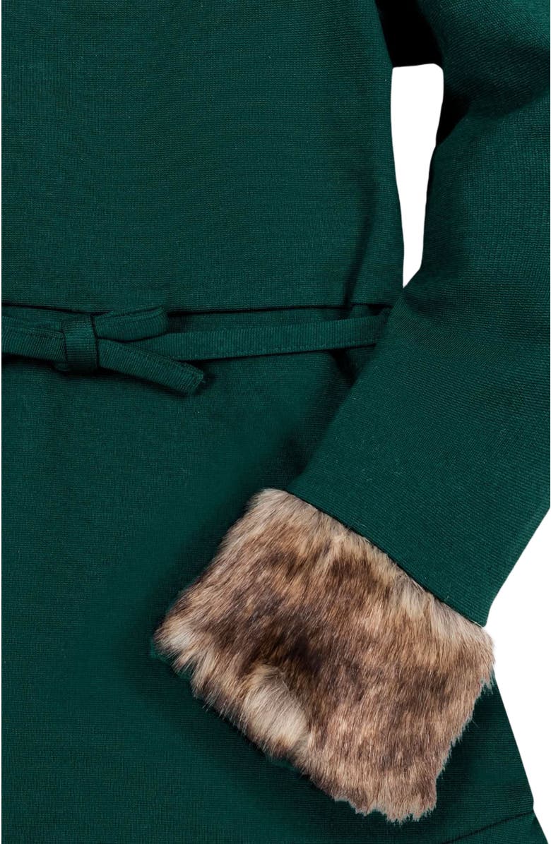 Hope & Henry Baby Girls' Long Sleeve Ponte Dress with Faux Fur, Infant, Alternate, color, 