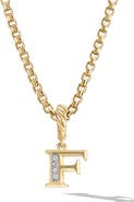 David Yurman Pavé A Initial Pendant in 18K Yellow Gold with Diamonds