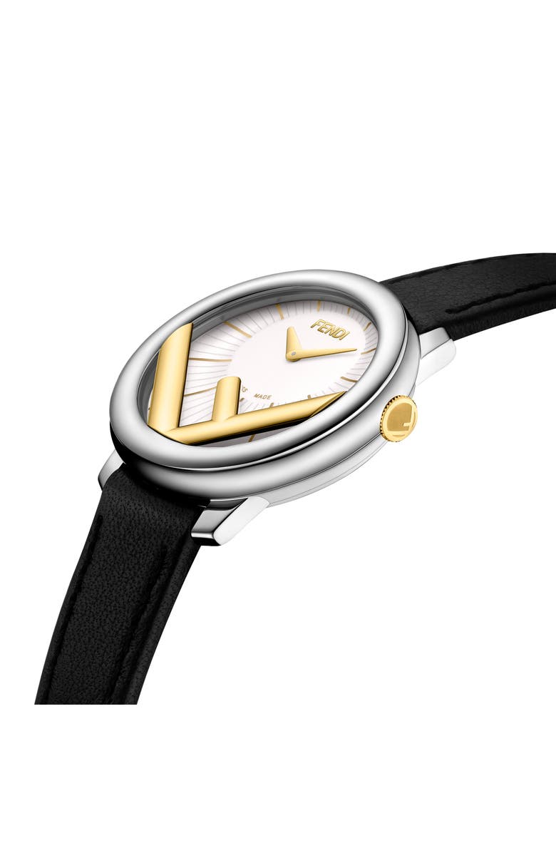Fendi Run Away Swiss Quartz Leather Strap Watch, 28mm, Alternate, color, 