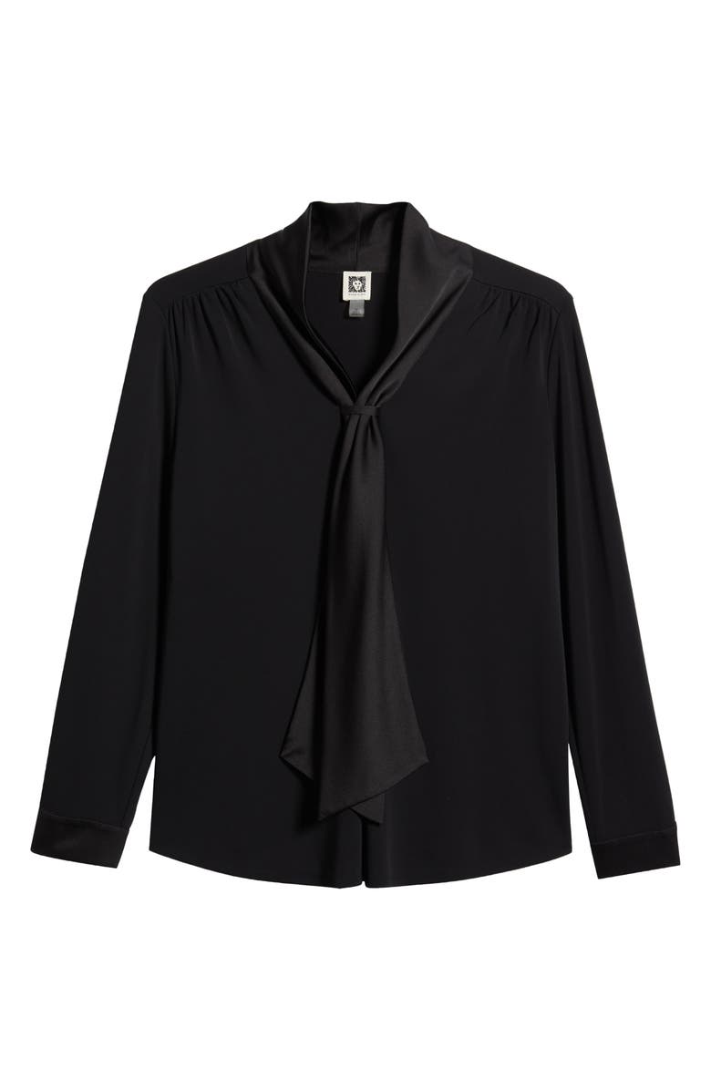 Anne Klein Mixed Media Jersey & Satin Top, Alternate, color, 