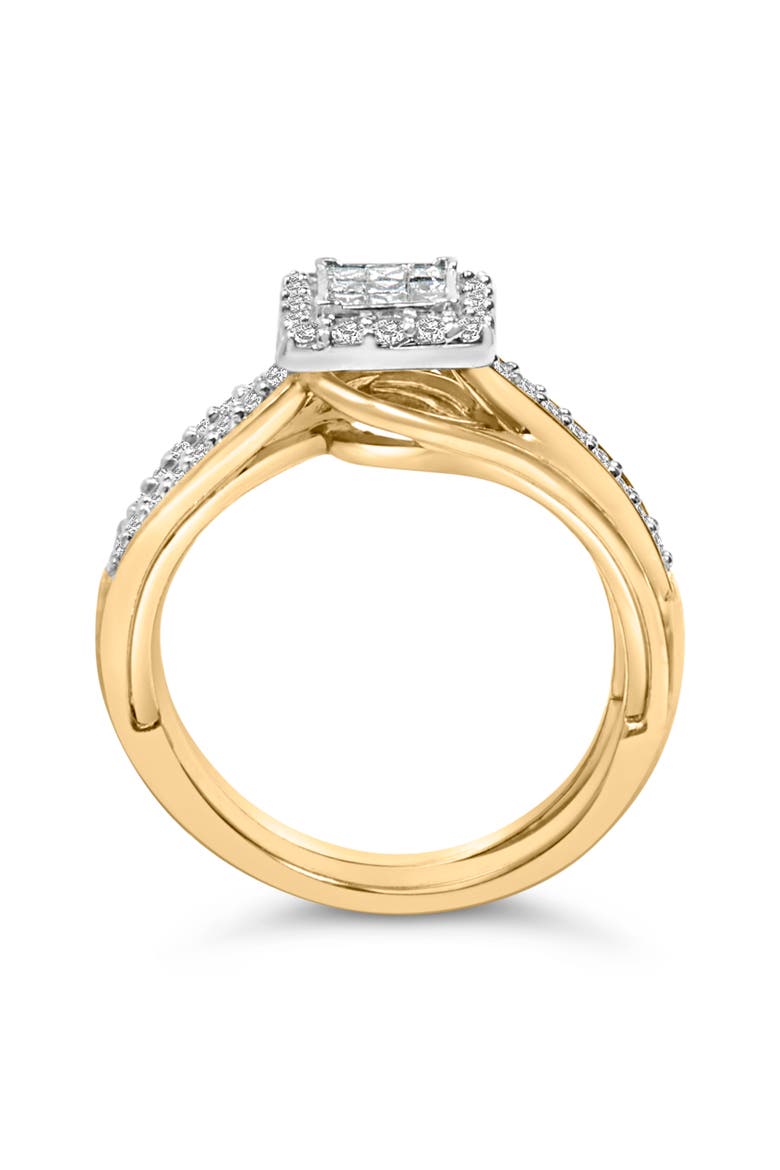 14K Yellow Gold Plated Sterling Silver 1/2 Cttw Princess Square Diamond Bridal Set, Alternate, color, Yellow Gold over Silver
