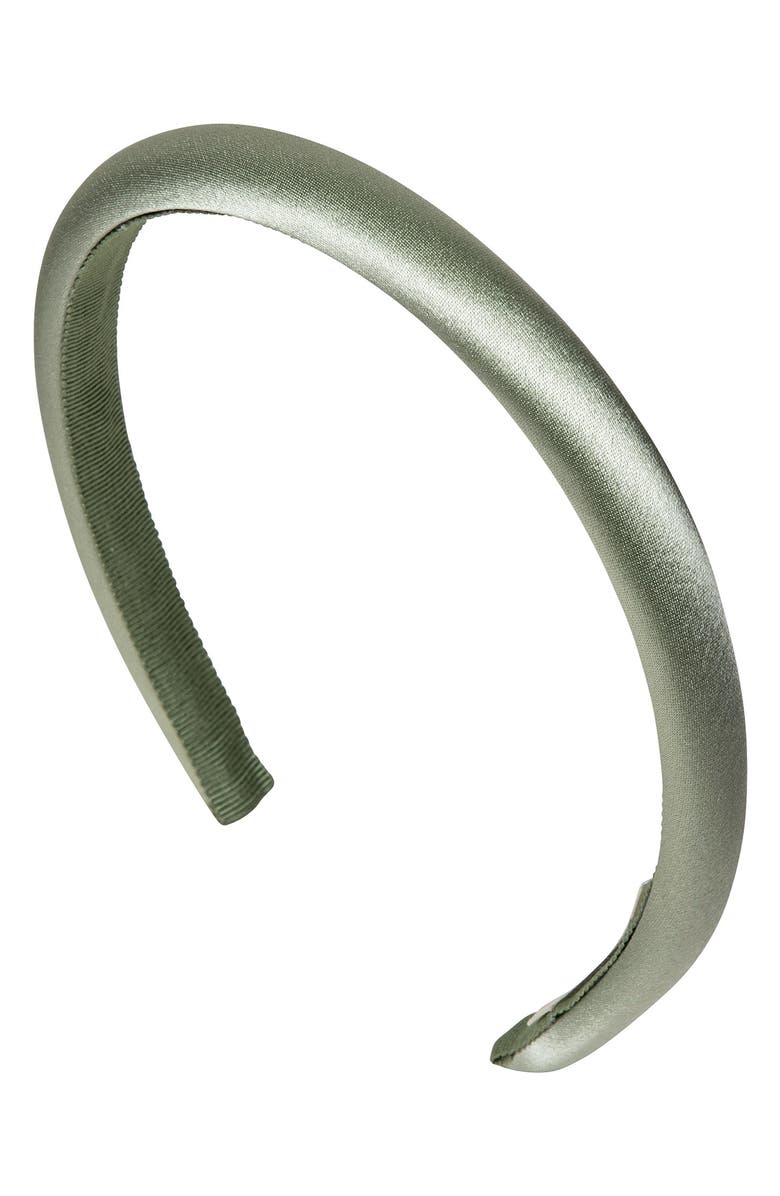 Jennifer Behr Tiana Slim Satin Headband, Main, color, Pistachio