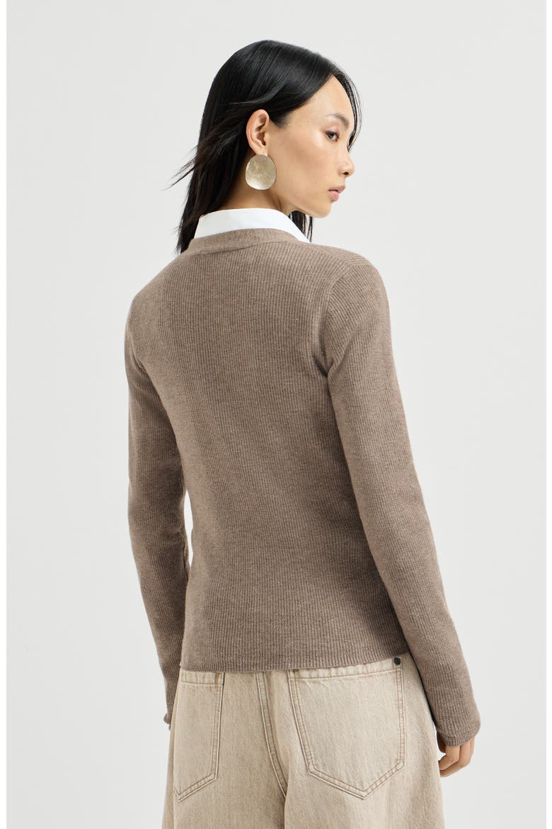 Sparkling cashmere lightweight ribbed cardigan, Alternate, color, Rope