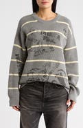 R13 Oversize Stripe Graphic Sweater