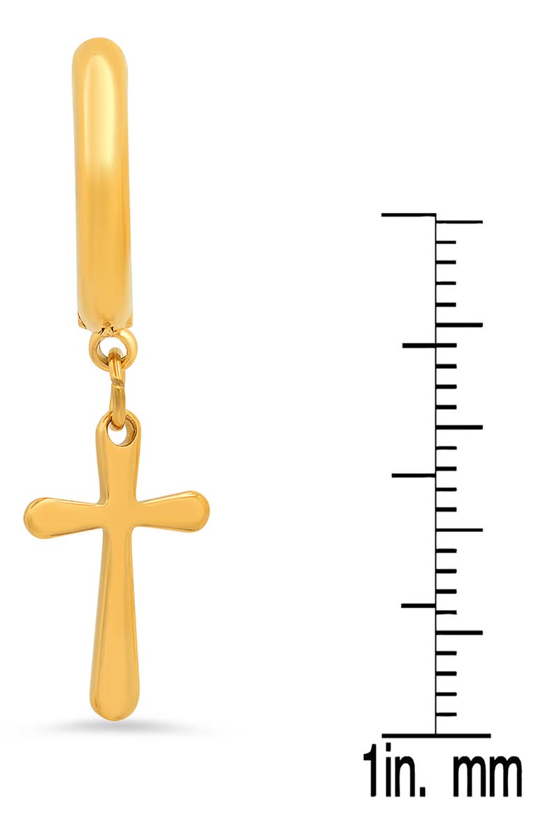 STEELTIME 18K Yellow Gold Plated Cross Hoop Earrings, Alternate, color, Yellow
