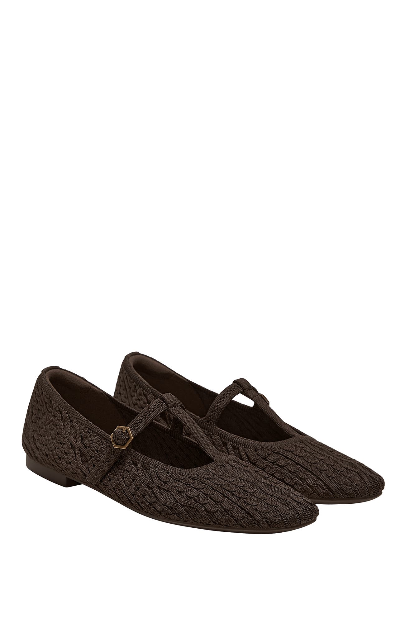 VIVAIA T-Bar Ballet Flats, Main, color, Dark Chocolate